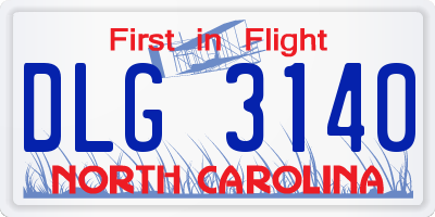 NC license plate DLG3140