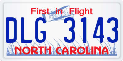 NC license plate DLG3143
