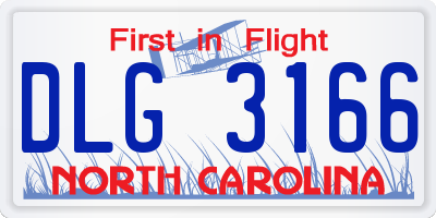 NC license plate DLG3166