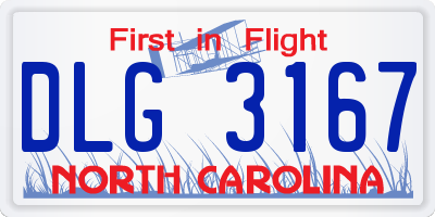 NC license plate DLG3167