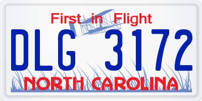NC license plate DLG3172