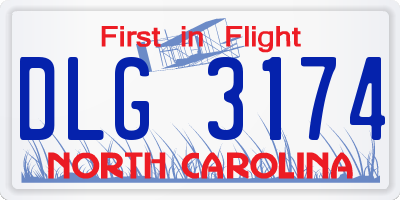 NC license plate DLG3174