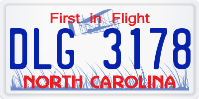 NC license plate DLG3178