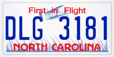 NC license plate DLG3181