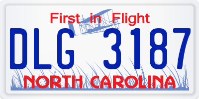 NC license plate DLG3187