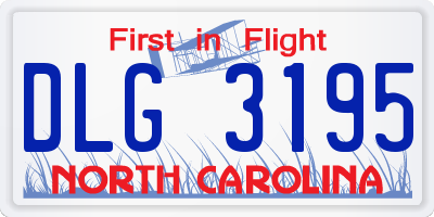 NC license plate DLG3195