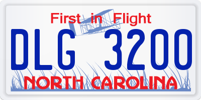 NC license plate DLG3200