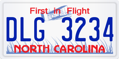 NC license plate DLG3234