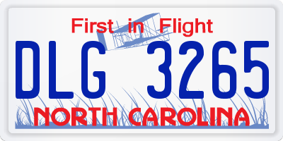 NC license plate DLG3265