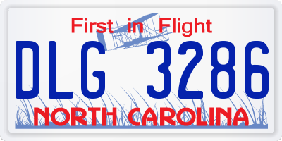 NC license plate DLG3286