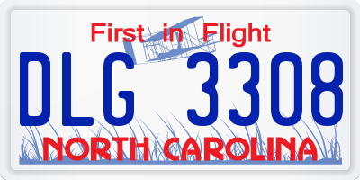 NC license plate DLG3308