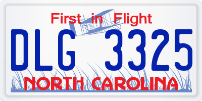 NC license plate DLG3325