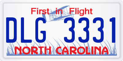 NC license plate DLG3331