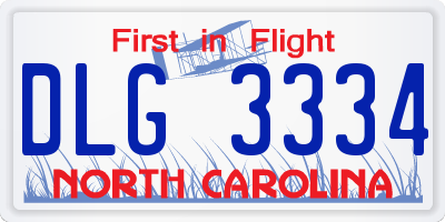 NC license plate DLG3334