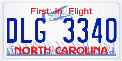 NC license plate DLG3340