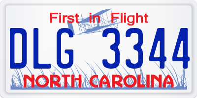 NC license plate DLG3344