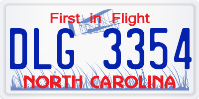 NC license plate DLG3354