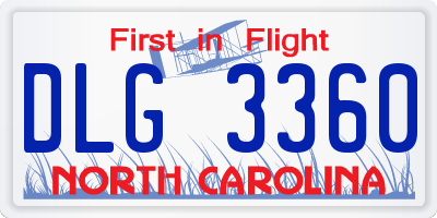 NC license plate DLG3360