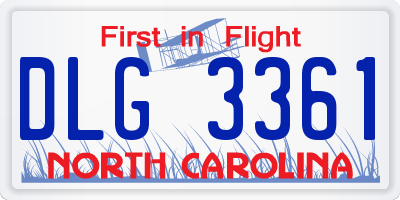 NC license plate DLG3361