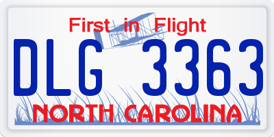 NC license plate DLG3363