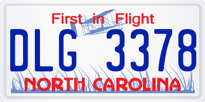 NC license plate DLG3378