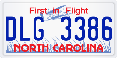 NC license plate DLG3386