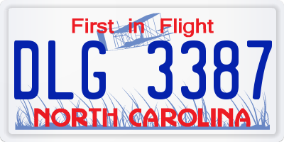NC license plate DLG3387