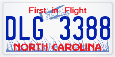 NC license plate DLG3388
