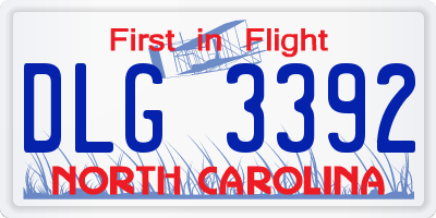 NC license plate DLG3392