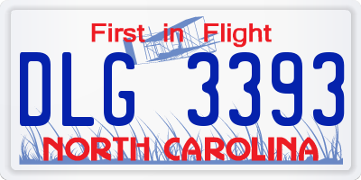 NC license plate DLG3393