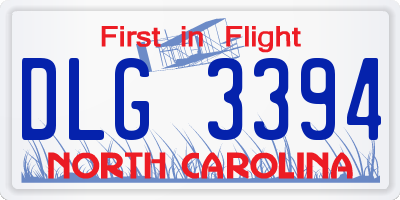 NC license plate DLG3394