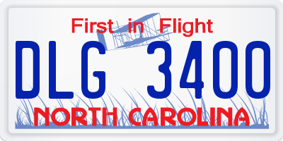 NC license plate DLG3400