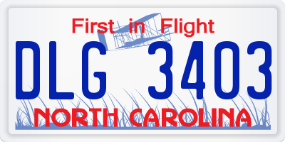 NC license plate DLG3403