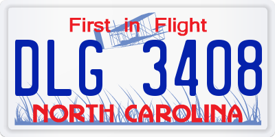 NC license plate DLG3408