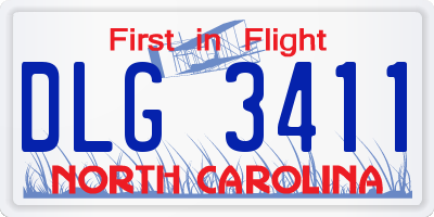 NC license plate DLG3411
