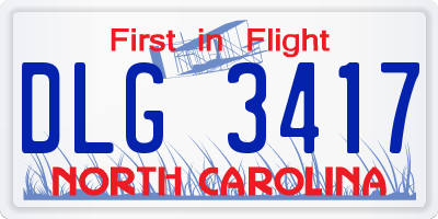 NC license plate DLG3417