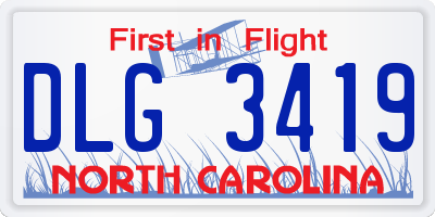 NC license plate DLG3419