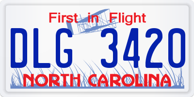 NC license plate DLG3420