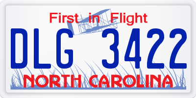 NC license plate DLG3422