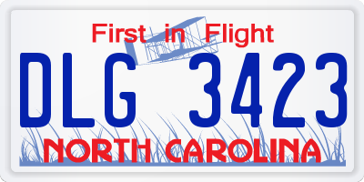NC license plate DLG3423