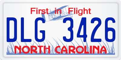 NC license plate DLG3426