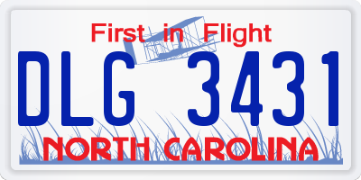 NC license plate DLG3431