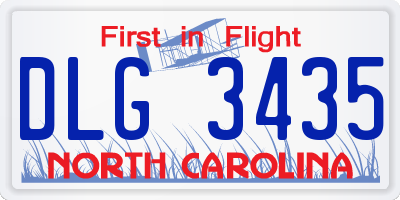 NC license plate DLG3435