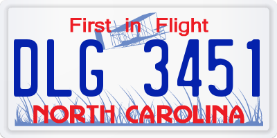 NC license plate DLG3451