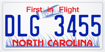 NC license plate DLG3455