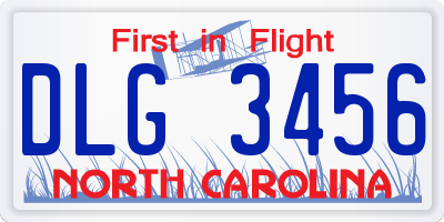 NC license plate DLG3456