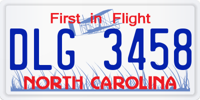 NC license plate DLG3458