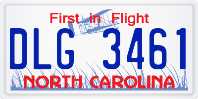 NC license plate DLG3461