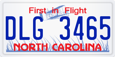 NC license plate DLG3465