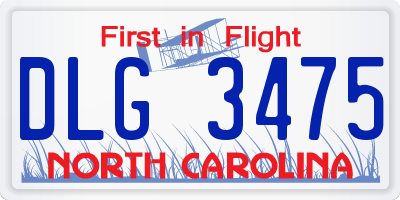 NC license plate DLG3475